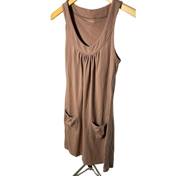 Athleta Brown Sleeveless Scoopneck Knee Length Swing Dress Sz M - Picture 3 of 9